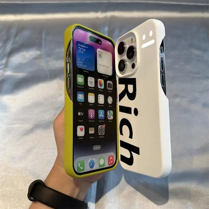 Half Pack English RICH Simple Y2K Phone Case For iPhone 17 16 15 14 13 12 11 PRO MAX 16 15 14 PLUS 17 Air Shockproof Soft Cover