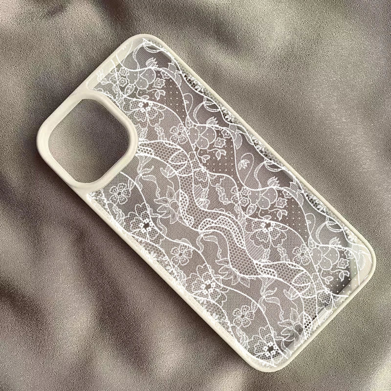Vintage White Lace Floral Phone Case for iPhone 17 16 15 14 11 12 13 Pro Max 16E 17Air X XR XS 7 8 Plus SE 2022 Protective Cover