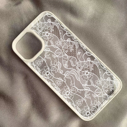Vintage White Lace Floral Phone Case for iPhone 17 16 15 14 11 12 13 Pro Max 16E 17Air X XR XS 7 8 Plus SE 2022 Protective Cover