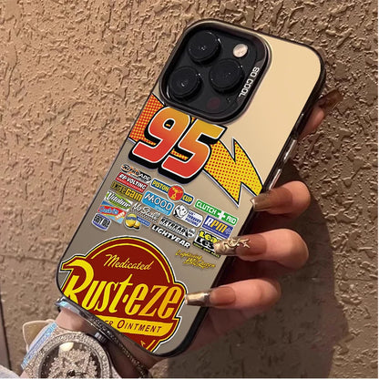 Lightning McQueen 95 Cars Plating Phone Case for iPhone 17 16 15 14 13 12 11 Pro Max Plus 17 Air 16E X XR XS Max Back Cover