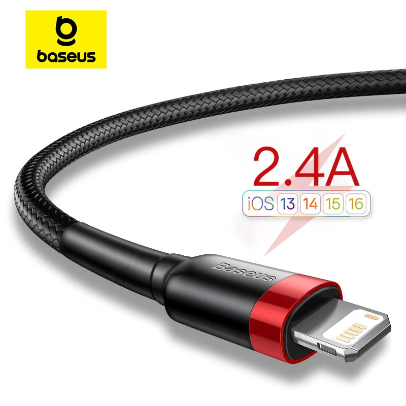 Cabo USB Baseus para iPhone — Carga Rápida 2.4A