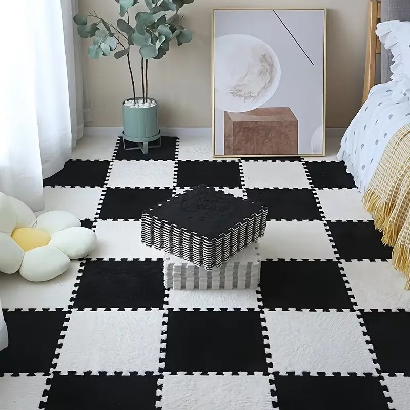 30*30cm Baby Soft Plush Puzzle Mat for Babies Made of EVA Foam Warm and Non-slip Protects Children From Falls and Slips