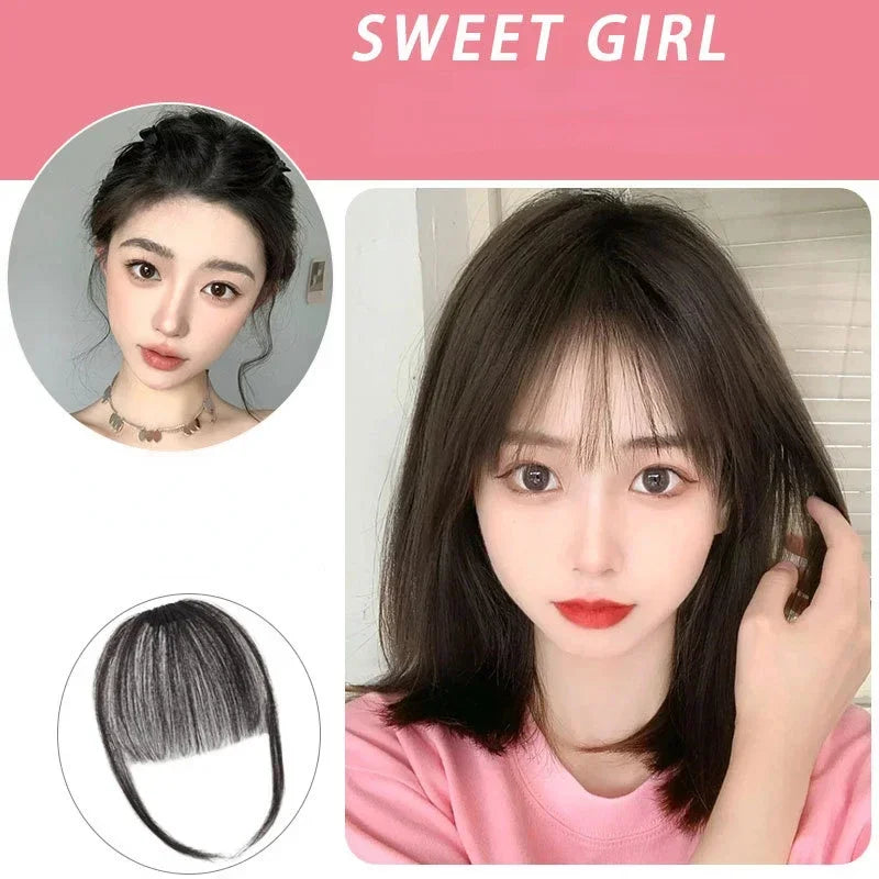 Franja Posticía com Clip — Cabelo Sintético Natural Resistente ao Calor