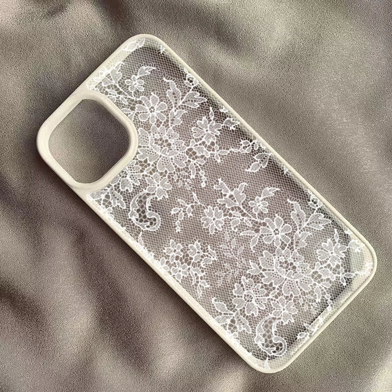 Vintage White Lace Floral Phone Case for iPhone 17 16 15 14 11 12 13 Pro Max 16E 17Air X XR XS 7 8 Plus SE 2022 Protective Cover