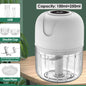Triturador Elétrico USB Mini 100/250ml — Processador de Alho, Legumes e Carne
