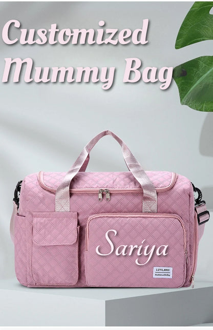 Personalized Diaper Bags Custom Name Mommy Baby Bag Large Capacity Outgoing Storage Bag Embroidered Handheld Crossbody Bag Gifts