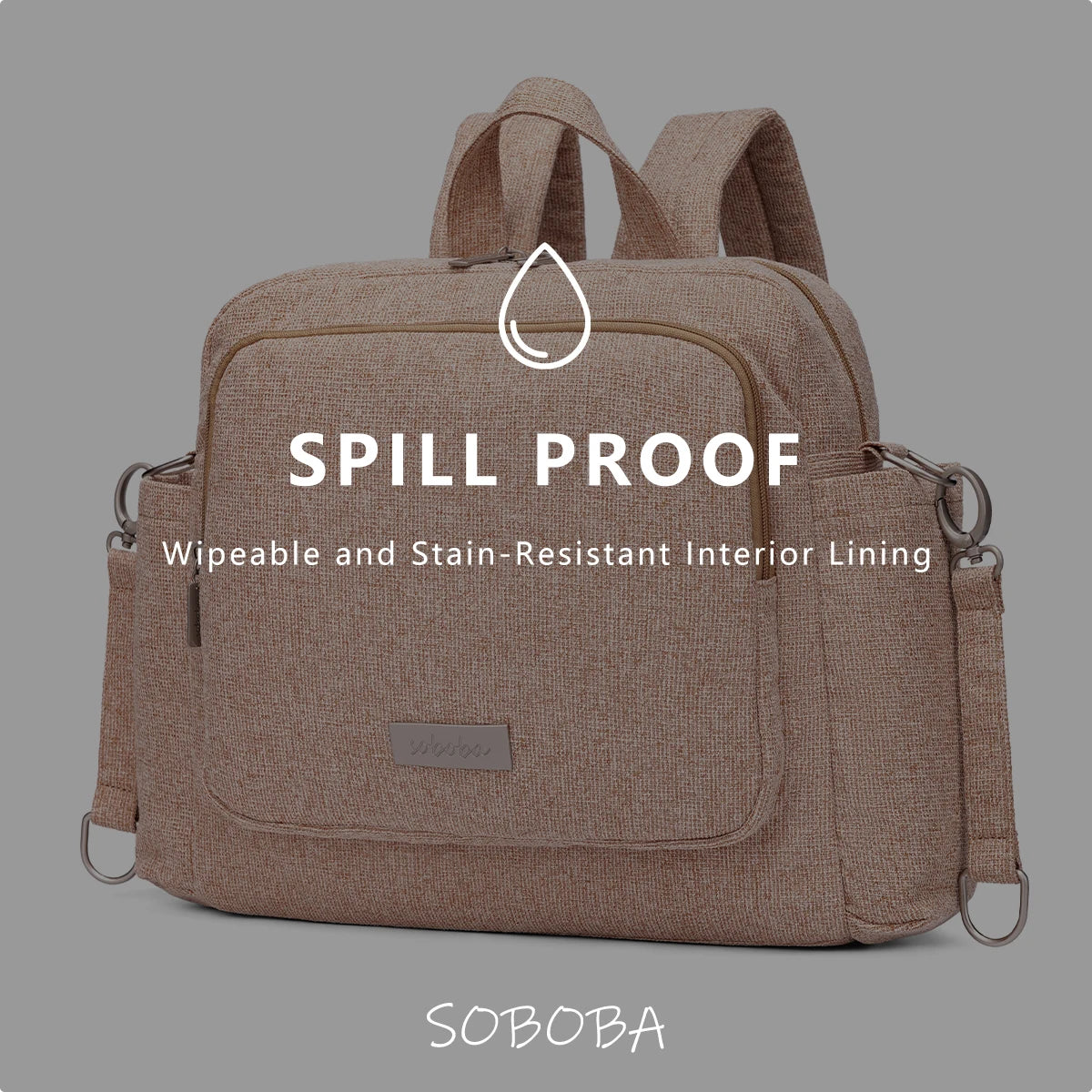 Soboba Women's Diaper Backpack Large Capacity with Stroller-Hanging Straps Portable Light Nappy Changing Bag for Babies