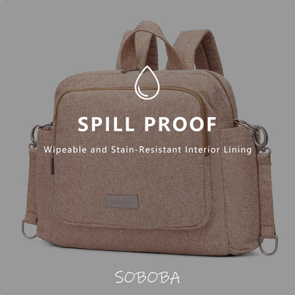 Soboba Women's Diaper Backpack Large Capacity with Stroller-Hanging Straps Portable Light Nappy Changing Bag for Babies