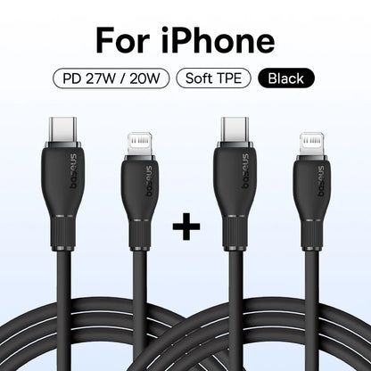 Cabo USB-C Baseus 20W — Carga Rápida para iPhone, iPad e MacBook | 1,2m ou 2m