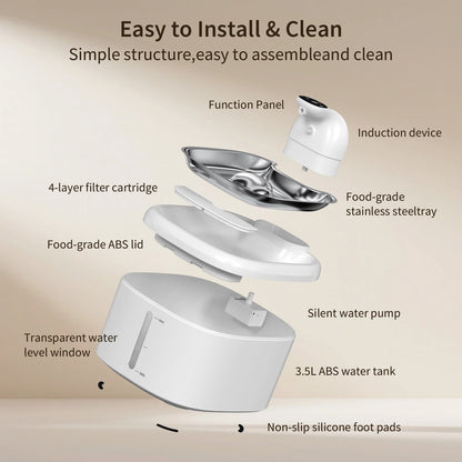 Bebedouro Automático Sem Fio para Gatos e Cães — 3,5L, Sensor de Movimento, Bateria 4000mAh