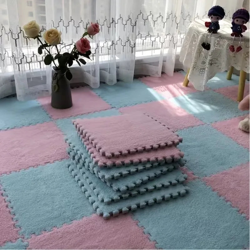 30*30cm Baby Soft Plush Puzzle Mat for Babies Made of EVA Foam Warm and Non-slip Protects Children From Falls and Slips