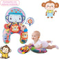 Baby Tummy Time Pillow with Rattle Toys, Multifunctional Crawling Mat Play Gym for Infants, Colorful Cartoon Animals Support Cus
