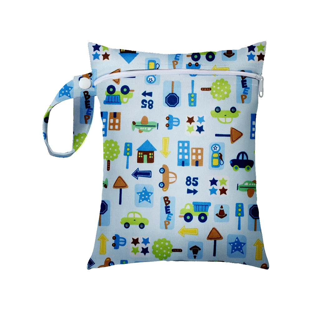 Mini Size 25x20cm Diaper Bag Waterproof Reusable Mummy Bag Printed Pocket Nappy Bags PUL Travel Wet Dry Bags Purple Color