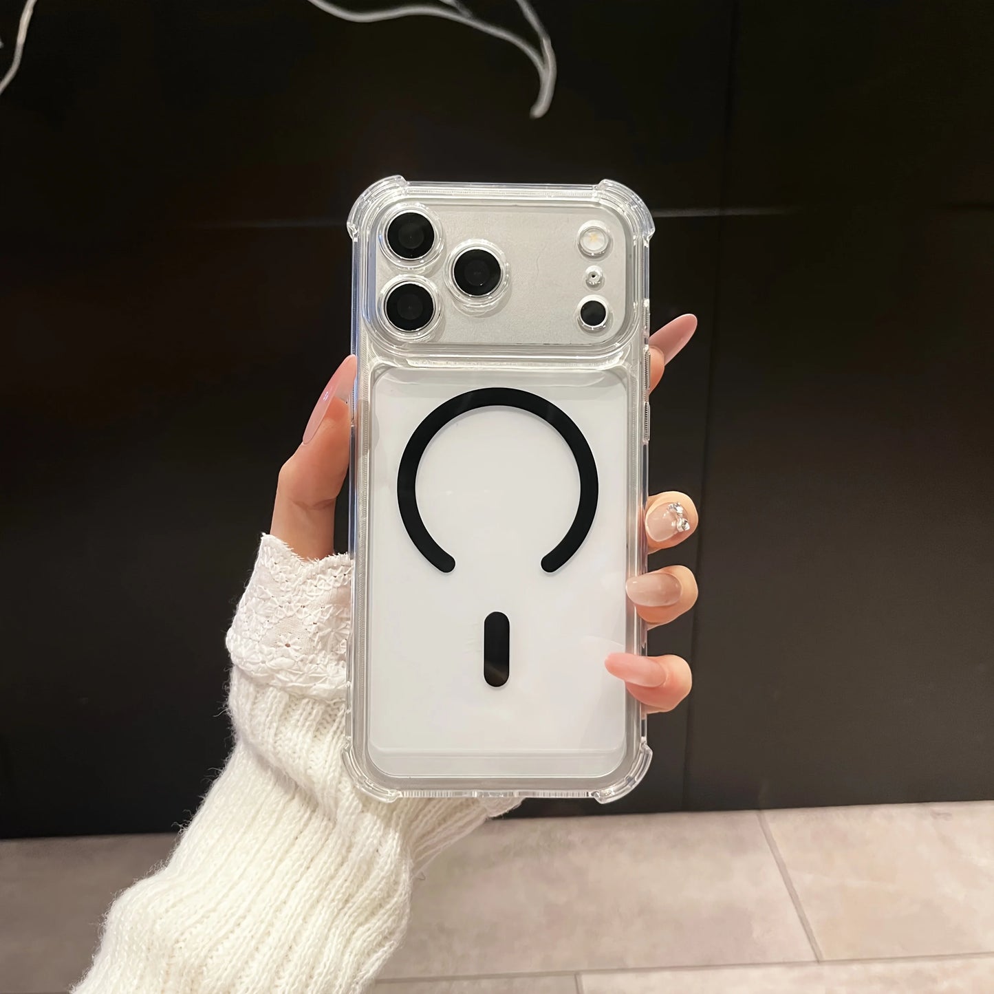 Transparent Shock-Resistant Case with Reinforced Corners And Magnetic Charging Compatibility for Iphone 17 16 15 14 13 12 11