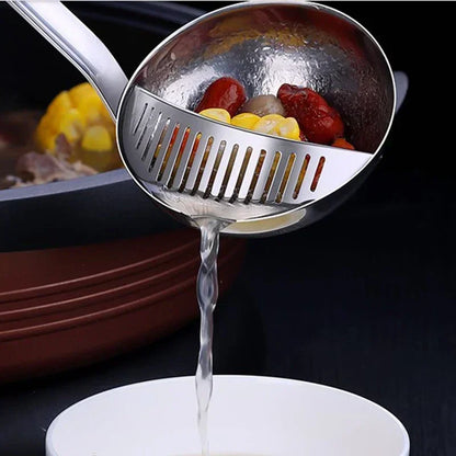 Concha de Sopa 2 em 1 com Cabo Longo e Coador Removível — Aço Inox