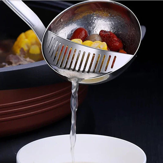 Concha de Sopa 2 em 1 com Cabo Longo e Coador Removível — Aço Inox