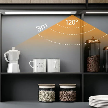 Luz LED com Sensor de Movimento Recarregável — 10 a 60cm para Armário, Quarto e Cozinha