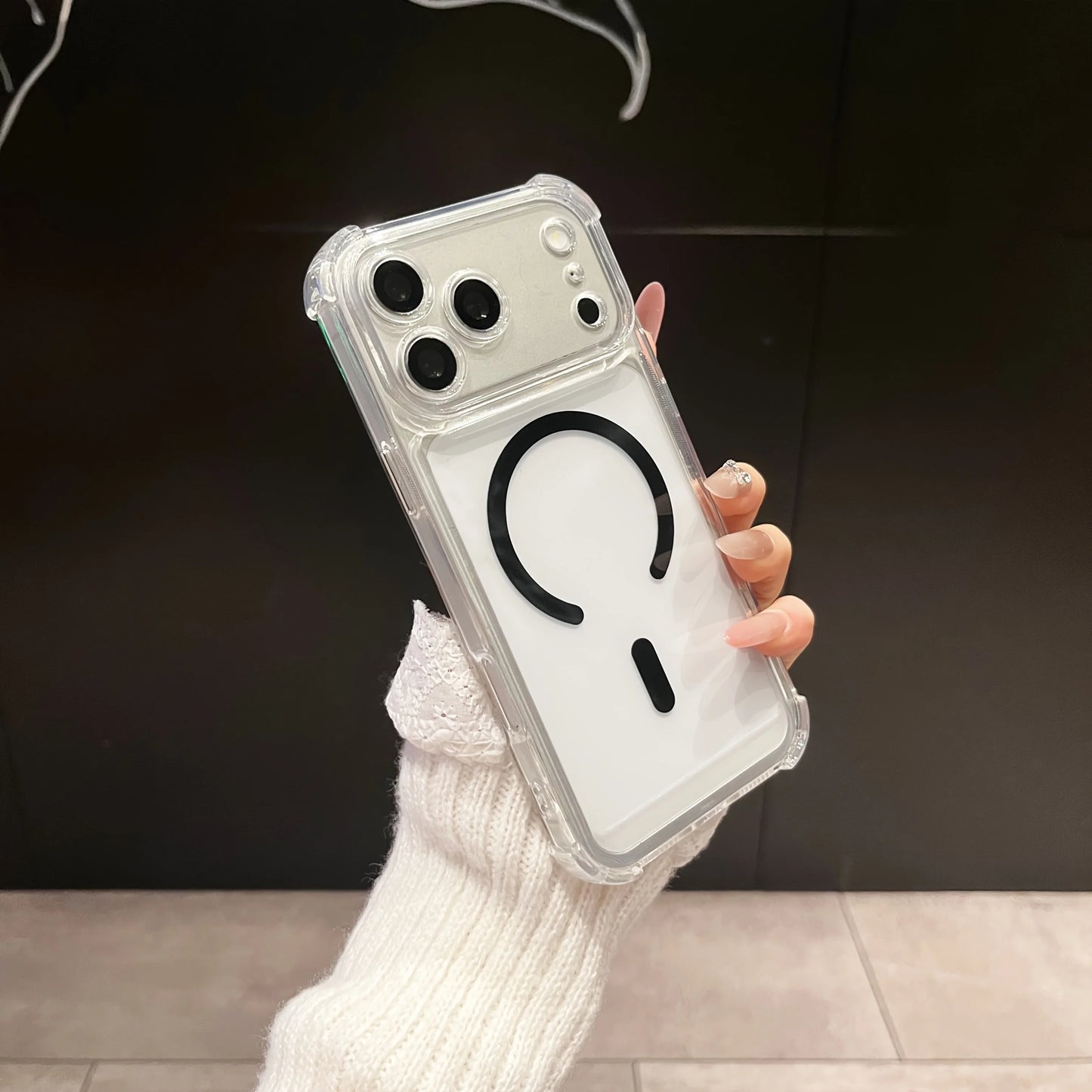 Transparent Shock-Resistant Case with Reinforced Corners And Magnetic Charging Compatibility for Iphone 17 16 15 14 13 12 11