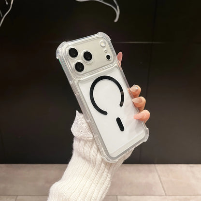 Transparent Shock-Resistant Case with Reinforced Corners And Magnetic Charging Compatibility for Iphone 17 16 15 14 13 12 11