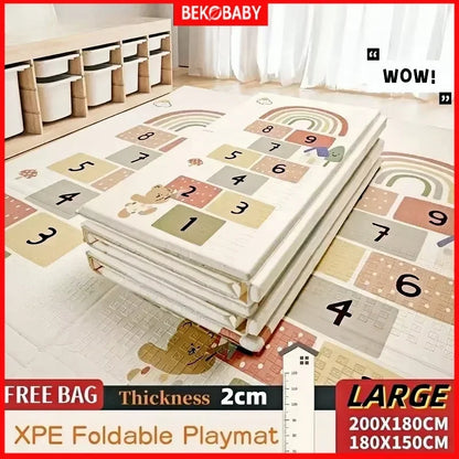 Baby Play Mat, Foldable & Waterproof Play Mats for Floor, Reversible Foam Playmat for Babies and Toddlers Infants, Crawling Mat