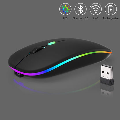 Mouse Sem Fio Recarregável Bettdow — Bluetooth + 2.4G, RGB, 1600DPI