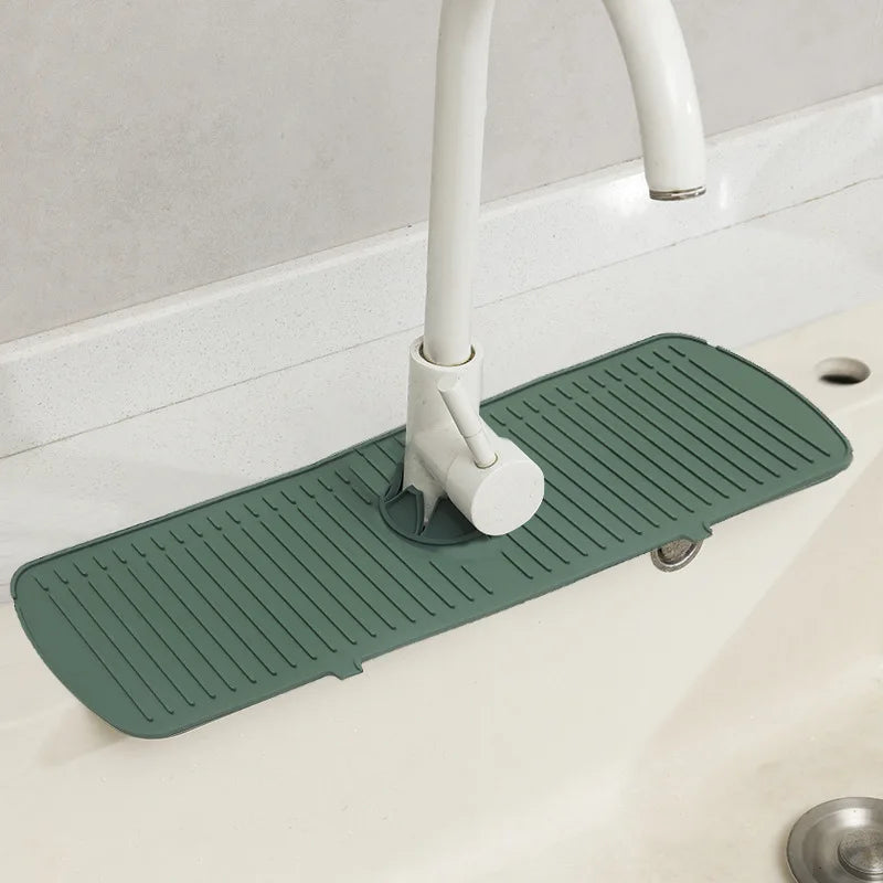 Protetor Antirespingo de Silicone para Pia — Tapete Escorredor com Suporte para Esponja