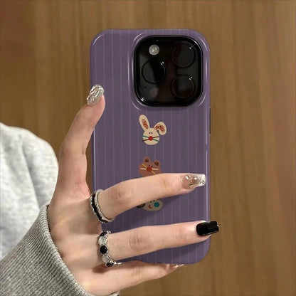 Purple Cartoon with Three Small Animals Case for IPHONE 17 16ProMax 15 14 13 12 11 Acrylic TPU Two in One Magnetic Phone Cases