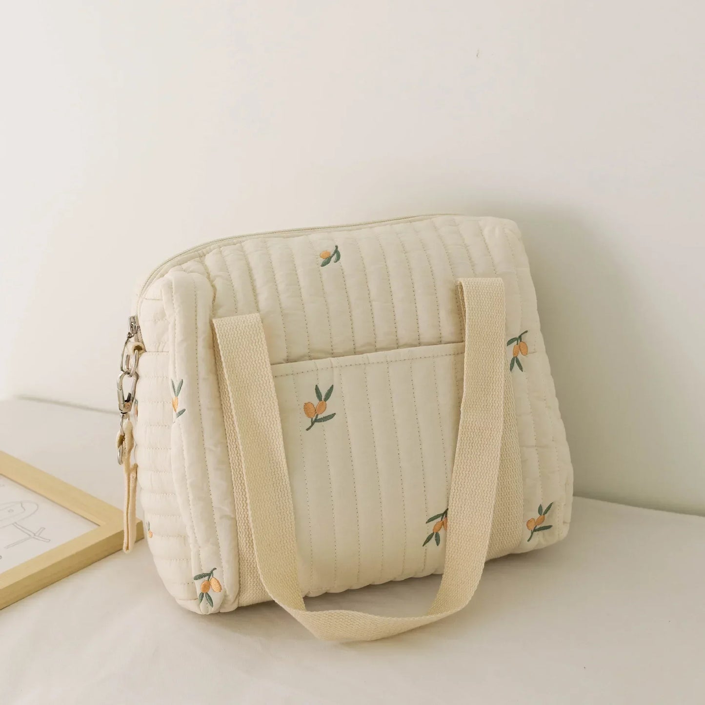 Cute Bear Baby Stroller Nappy Bag Korea Embroidery Flower Mommy Bag Soft Maternity Shoulder Pack Portable Baby Diaper Organizer