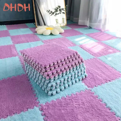 Puzzles Carpet Soft Plush Mat Baby Play Mat Baby Toys in Children's Room Keep Warm Anti-slip Home Decor Rugs 30*30*1CM