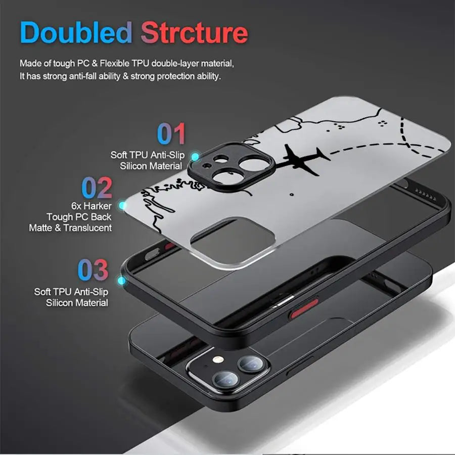 Line Airplane Topographic Back Phone Cover Case for iPhone 14 XS 7 8 15 Plus 13 Mini 16 Pro Max 12 17 Air 16e 11