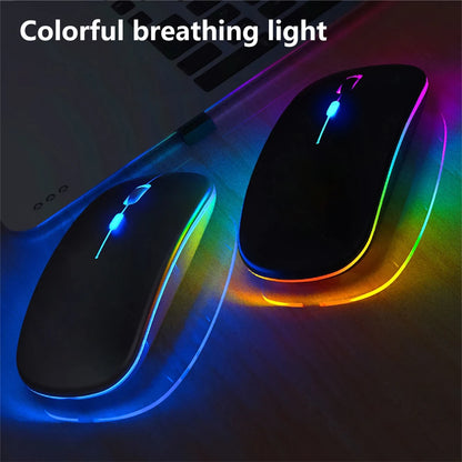 Mouse Sem Fio Recarregável Bettdow — Bluetooth + 2.4G, RGB, 1600DPI