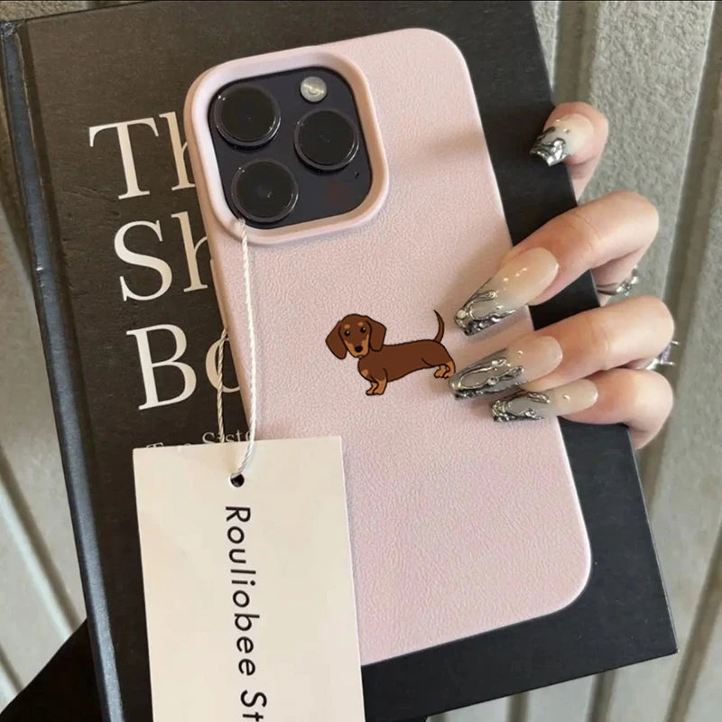Phone Case For iPhone 11 12 13 14 15 16 17 Pro Max 16E 16 Plus 17 Air Minimalist Brown Dachshund Pattern Soft TPU Cover Funda