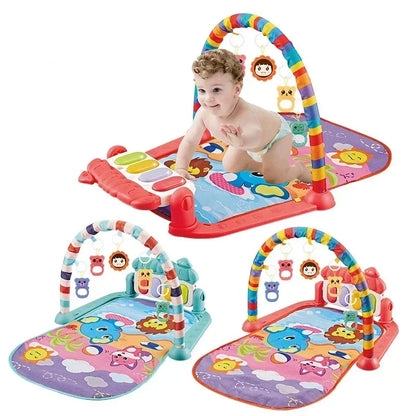 Baby Toys Pedal Piano Toy Music Fitness Rack Newborn Fitness Equipment Game Mat Prone Time Activity Gymnastics Mat 0-1 Years Old