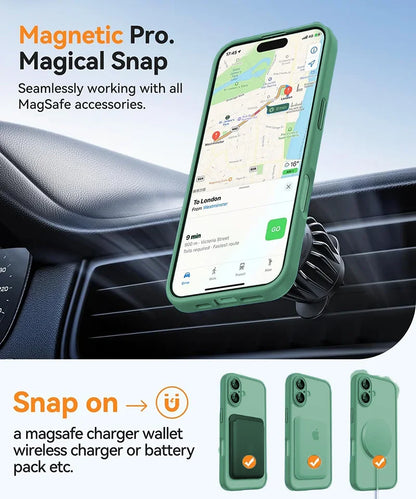 For Magsafe Magnetic Luxury Armor Shockproof Case For iPhone 17 16 15 14 13 Pro Max For Wireless Charge Matte Translucent Cover