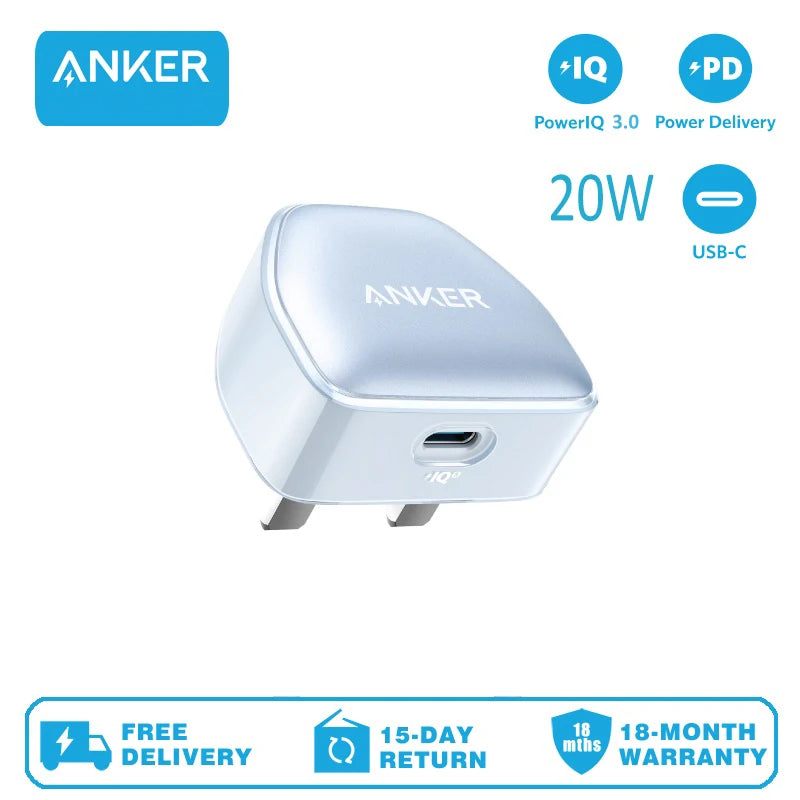 Carregador Anker 20W Nano Pro 511 — USB-C Carga Rápida para iPhone 12, 13 e 14