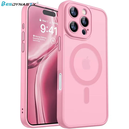 For Magsafe Magnetic Luxury Armor Shockproof Case For iPhone 17 16 15 14 13 Pro Max For Wireless Charge Matte Translucent Cover