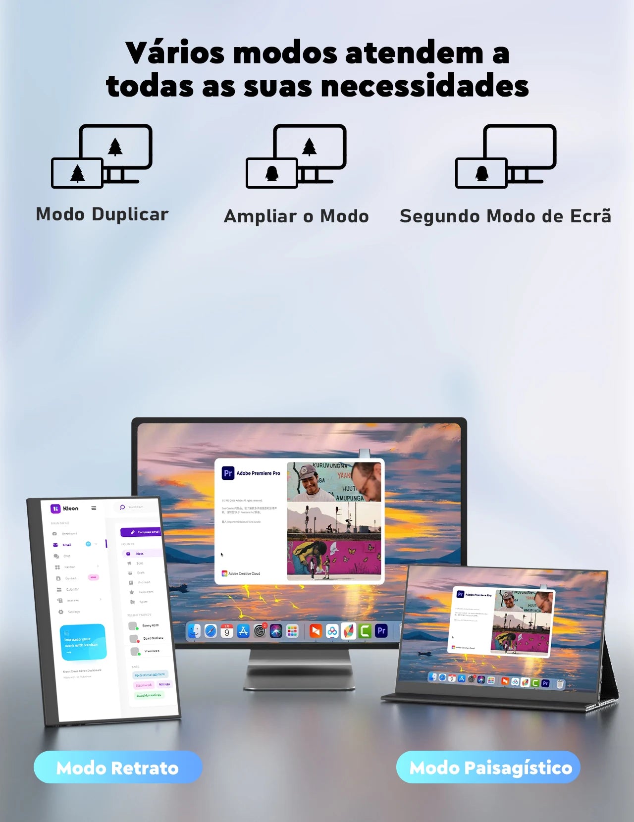 Monitor Portátil Amoudo 15,6" Full HD — IPS 1080P, USB-C, Mini HDMI, Tela Extendida