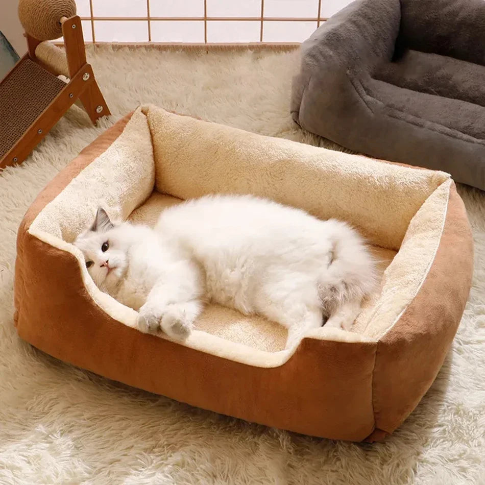 Cama Almofada para Gatos e Cães — Pelúcia Macia, Lavável, Tamanhos P ao GG