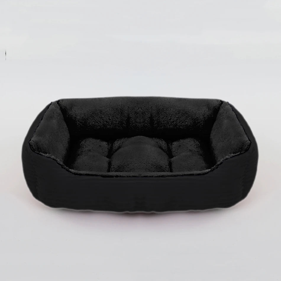 Cama Quadrada para Cães e Gatos — Pelúcia Macia, Almofada Calmante, Uso Inverno