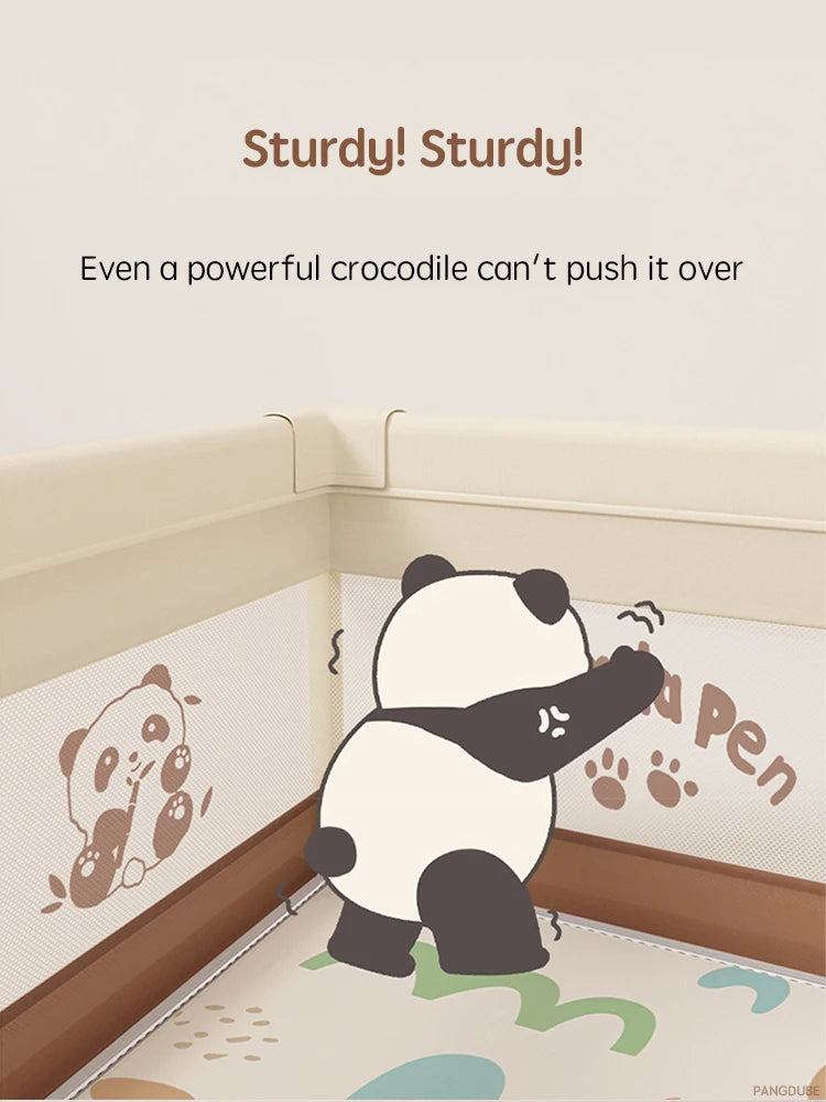 PANGDUBE Baby Playpen Cute Indoor Play Yard Large Kid Playpen with Storage Bag Safety Activity Fence for Toddlers Playground