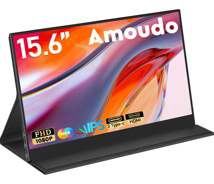 Monitor Portátil Amoudo 15,6" Full HD — IPS 1080P, USB-C, Mini HDMI, Tela Extendida