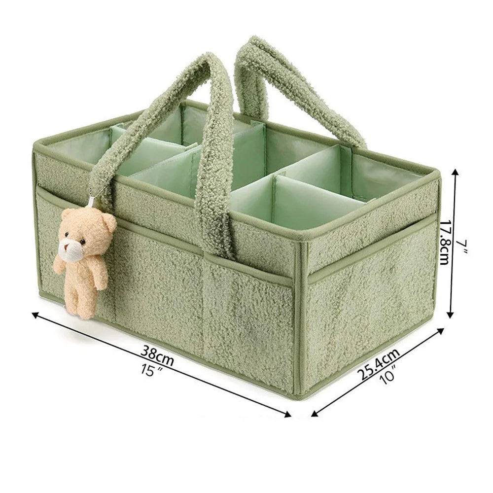 PANGDUBE Plush Baby Diaper Bag with Cute Bear Nappy Organizer Diaper Caddy Diaper Stackers & Caddies Mom Bag for Baby Things