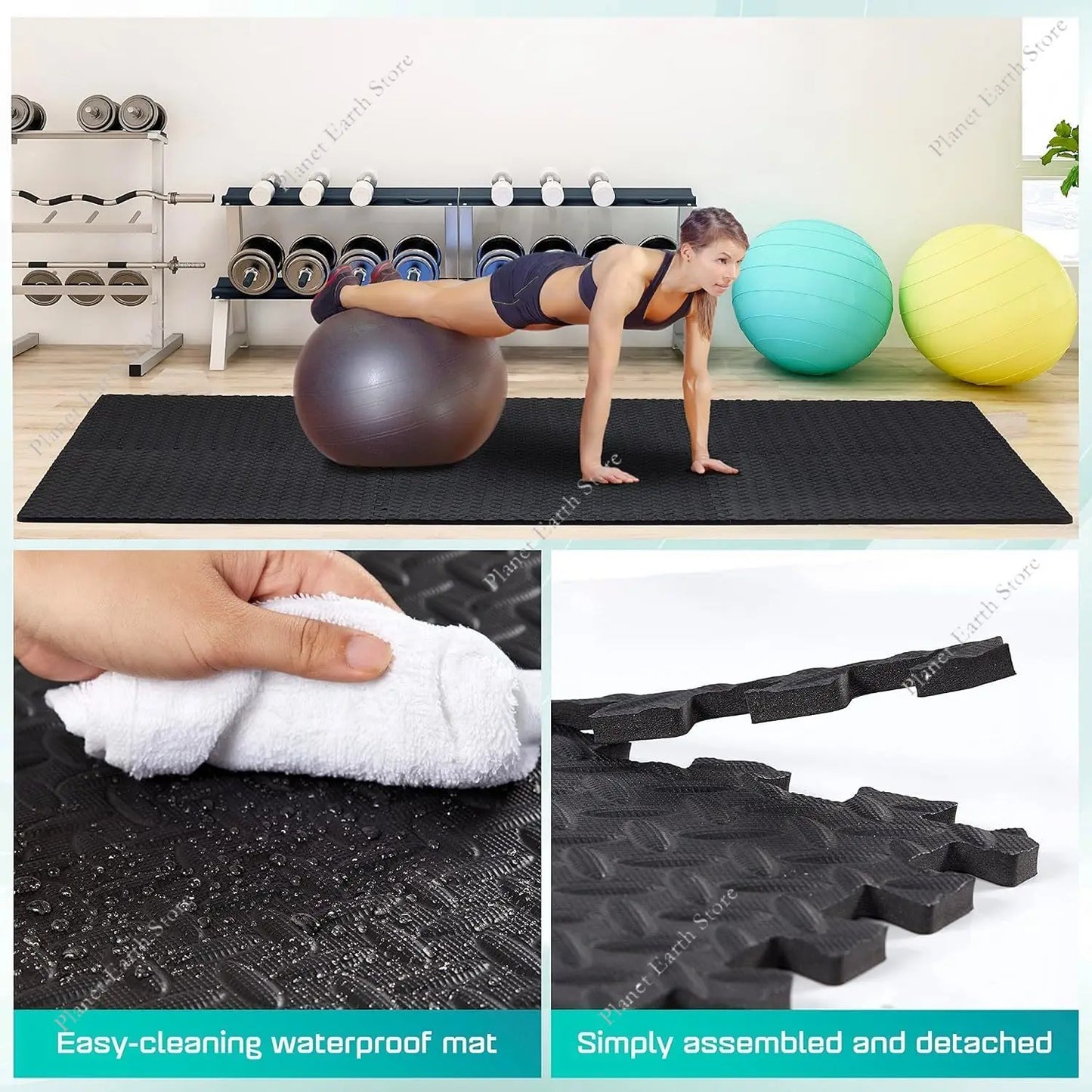 12Pcs Eva Foam Mat Baby Foam Play Mat Interlocking Foam Tiles Non-Slip Foam Floor Mat Gym Puzzle Sports Floor Mat Home 30*30*1CM
