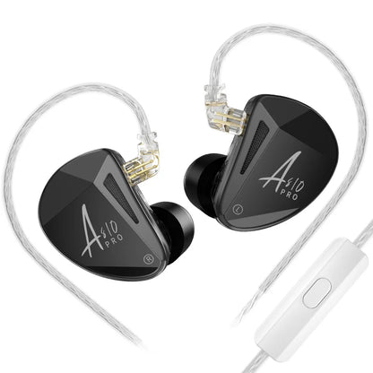 KZ-AS10 PRO 5BA Fones De Ouvido, HiFi Bass Stereo, Monitor Earbuds, Fone De Ouvido De Musica Com Cabo Banhado A Prata