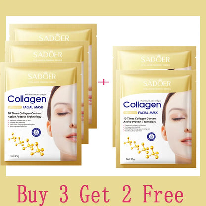 Máscara Facial de Colágeno Coreana 10 Unidades — Anti-Rugas, Firmeza e Hidratação