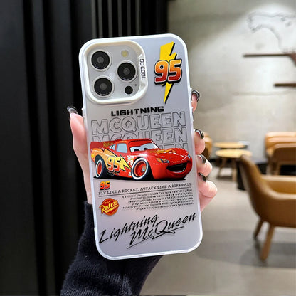 Lightning McQueen and Sally Plating Phone Case for iPhone 17 16 15 14 13 12 11 Pro Max Plus 17 Air 16E X XR XS Max Back Cover