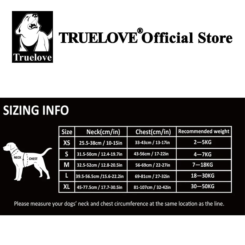 Peitoral Truelove Fashion para Cães — Nylon Refletivo, Acolchoado, Vest de Treino