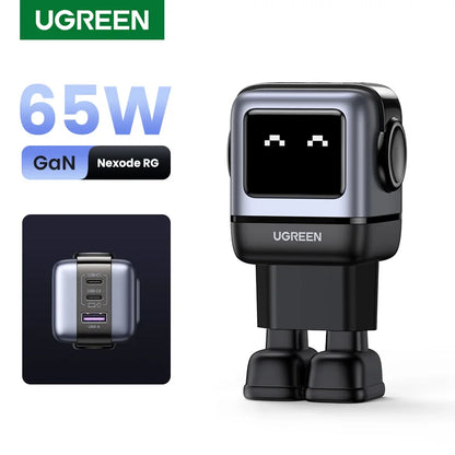 Carregador UGREEN 65W GaN Design Uno Robot — PD 3.0 | iPhone 17, MacBook e Xiaomi