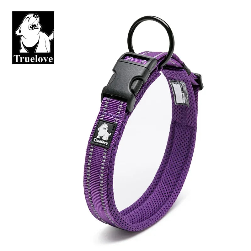 Coleira Refletiva Truelove para Cães — Nylon Ajustável 3M, 8 Tamanhos, Todas as Raças