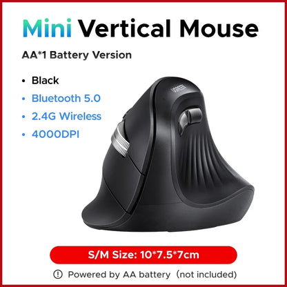 Mouse Vertical Sem Fio UGREEN — Bluetooth 5.0 + 2.4G, Recarregável, 4000DPI, Ergonômico